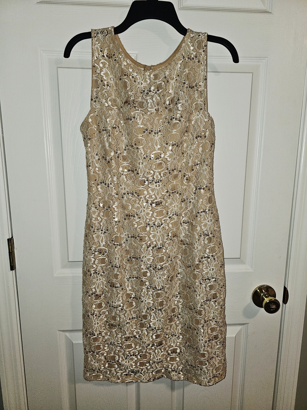 Scarlett Champagne/Lace/Sequins Midi Dress - size 6